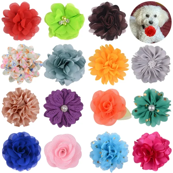 50/100pcs Flower-Collar Dog Accessories Dog Bow Tie Collar