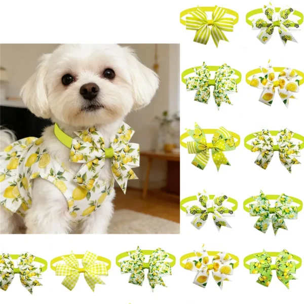 50/100pcs Summer Lemon Dog Bowties for Small Dog